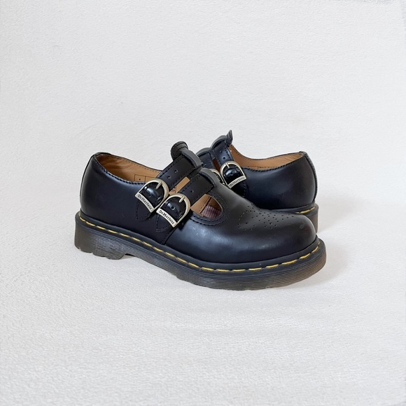 Doc Martens 8065 Smooth Black Leather Mary Jane Platform Shoes, Women’s 6 - Picture 1 of 8